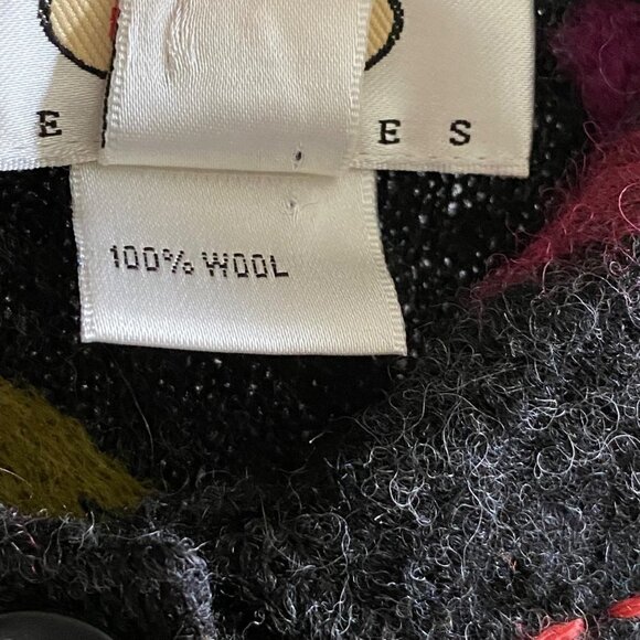 Talbots Womens Black Muti Color 100% Wool Sweater Jacket Fall Size Petite Small - Picture 6 of 8